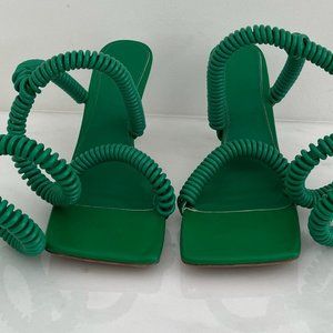 Bottega Veneta Women's Wire Stretch Heeled Sandals Leather and Rubber Green